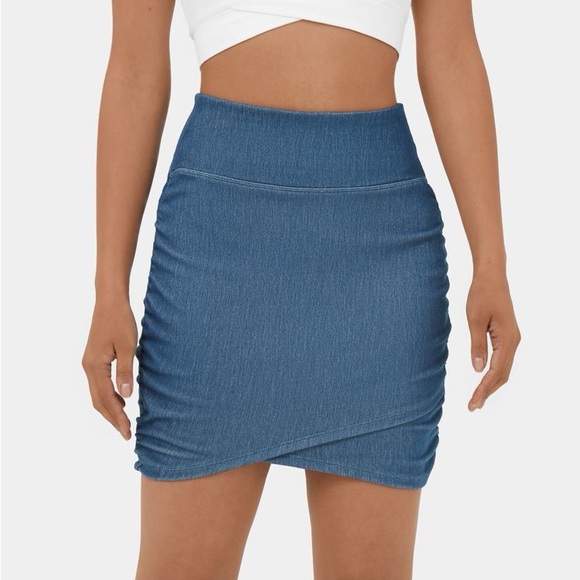 HALARA Dresses & Skirts - HALARA Blue Mini Wrap Skirt with Ruched Design for Casual Night Out